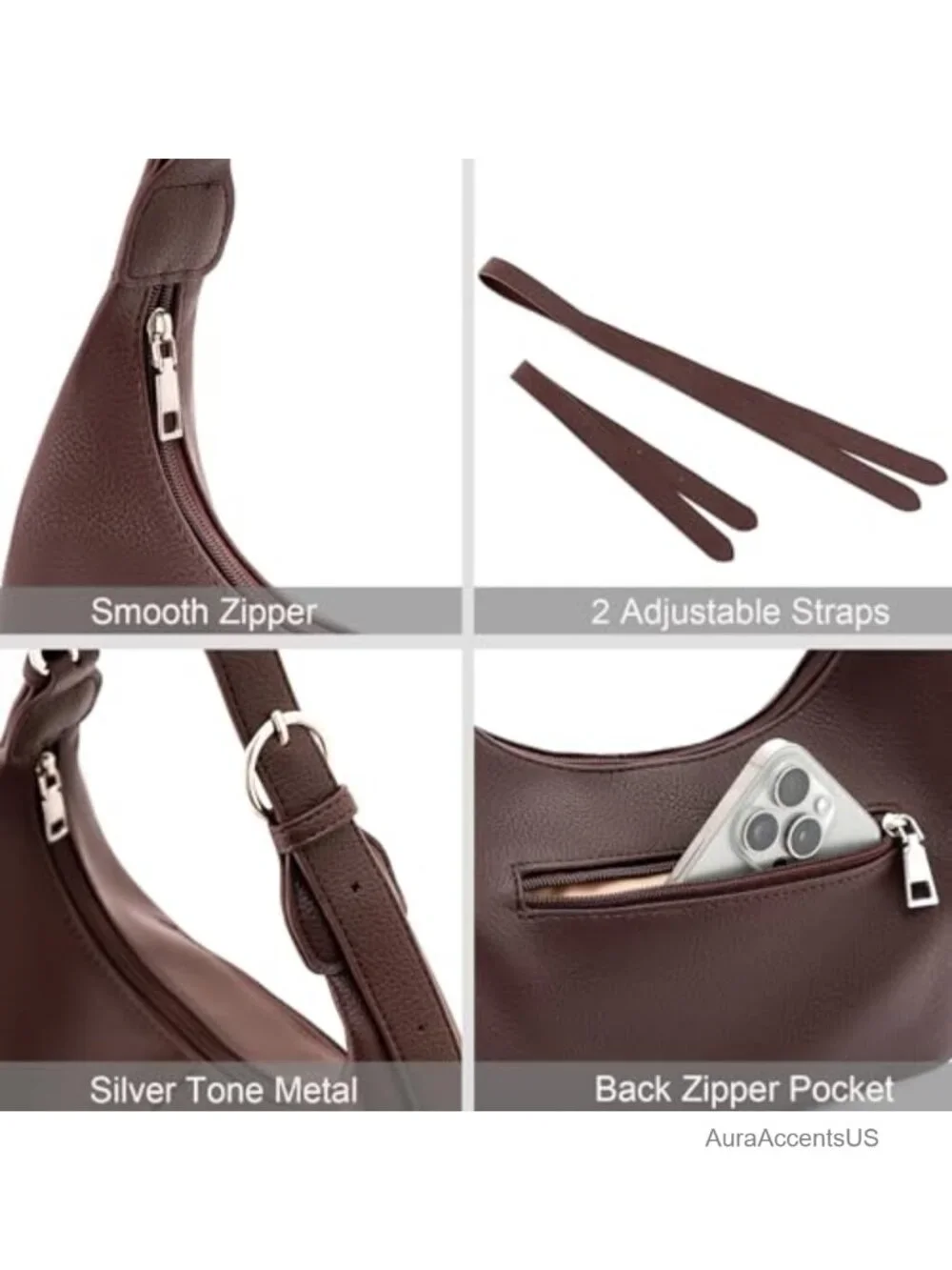 Faux Leather Crescent Shoulder Hobo Bag Crossbody Tote Purse
